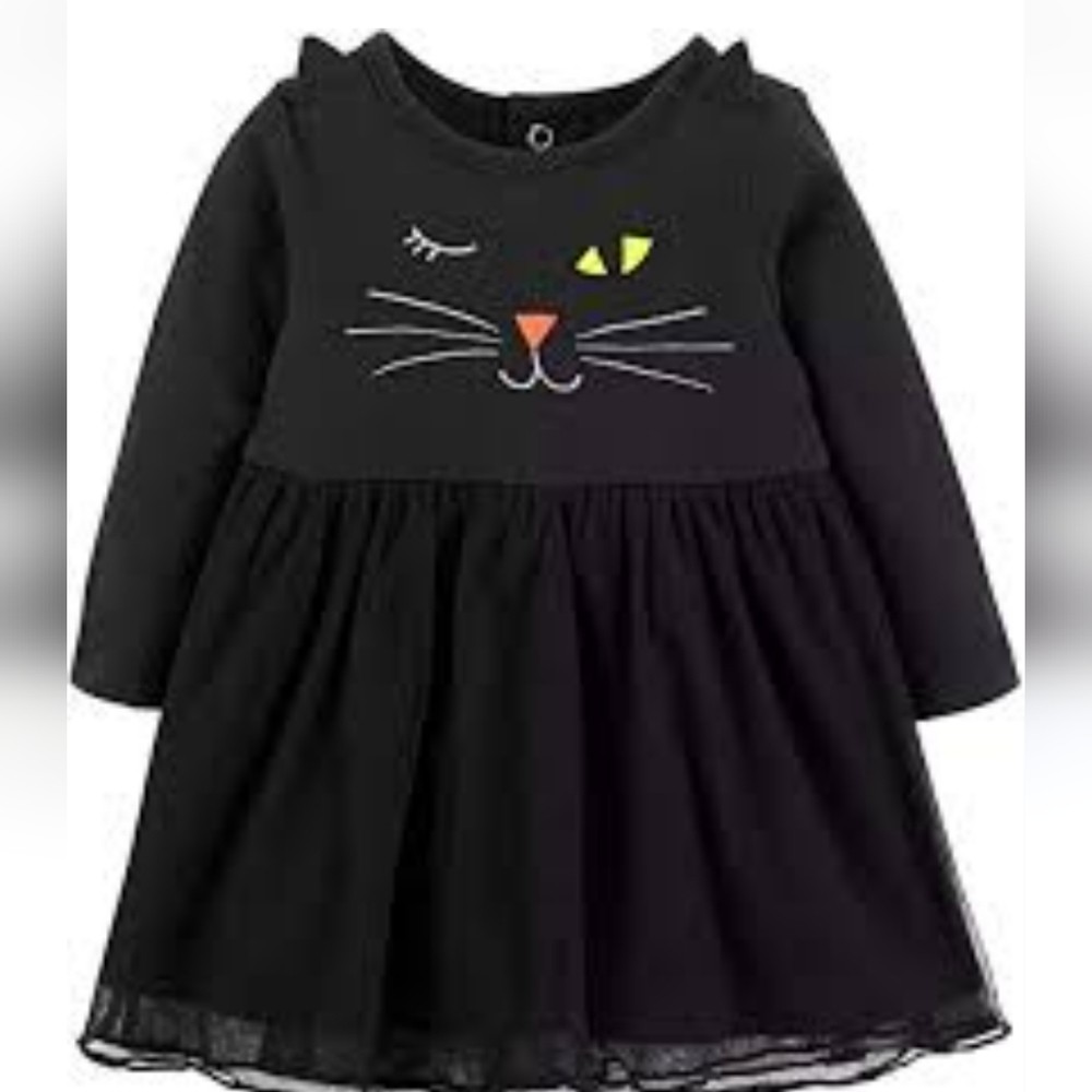 Carter's 12M Black Halloween Cat Dress
